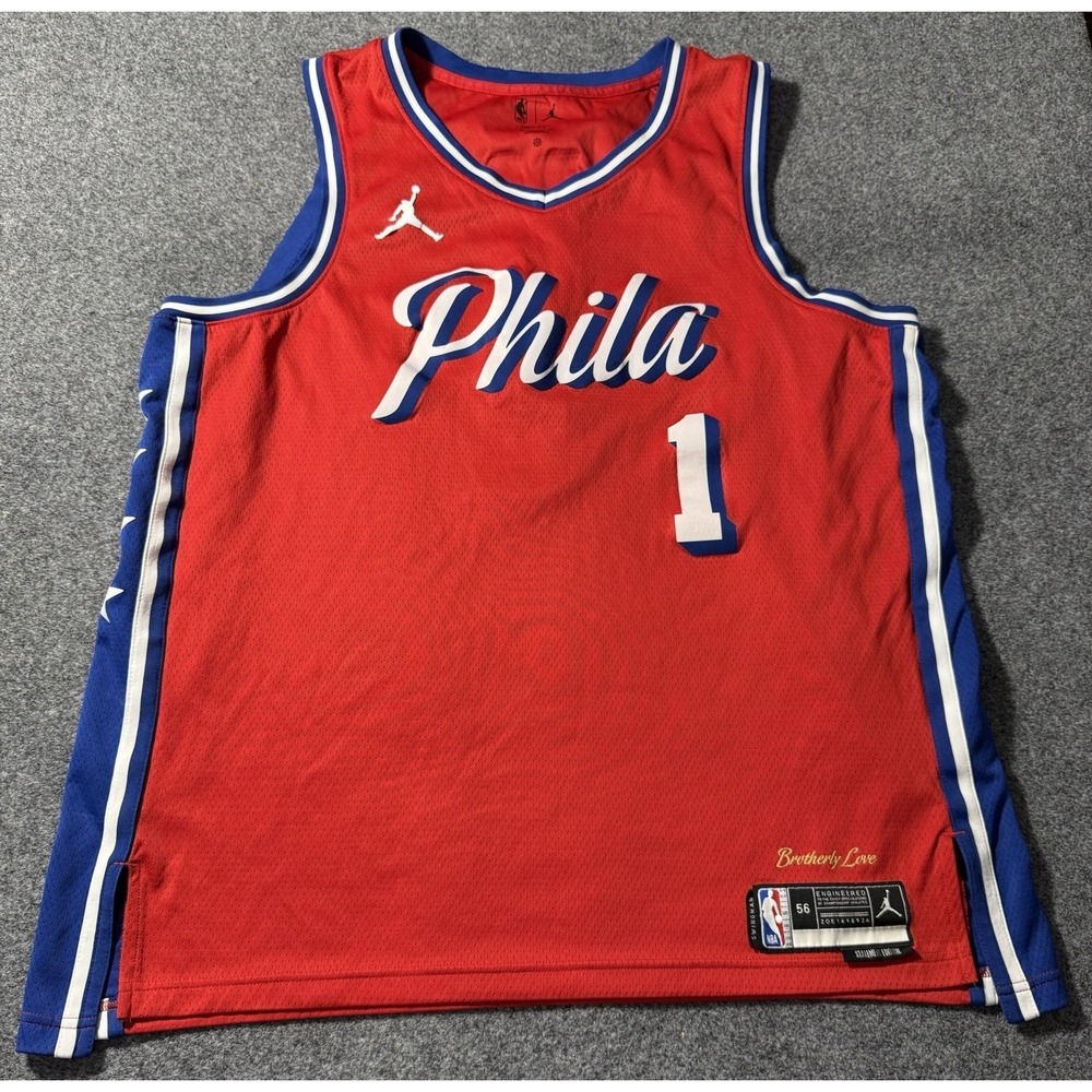 Jordan Philadelphia 76ers James Harden NBA Statement Jersey Red Men's Size XXL